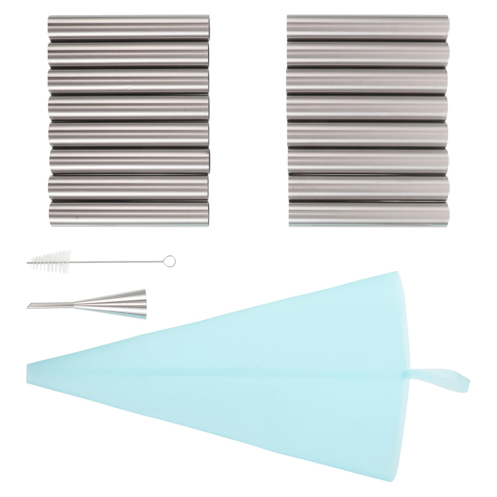 Moldes para cannoli de acero inoxidable Toyvian de 19 piezas con mangas y cepillo