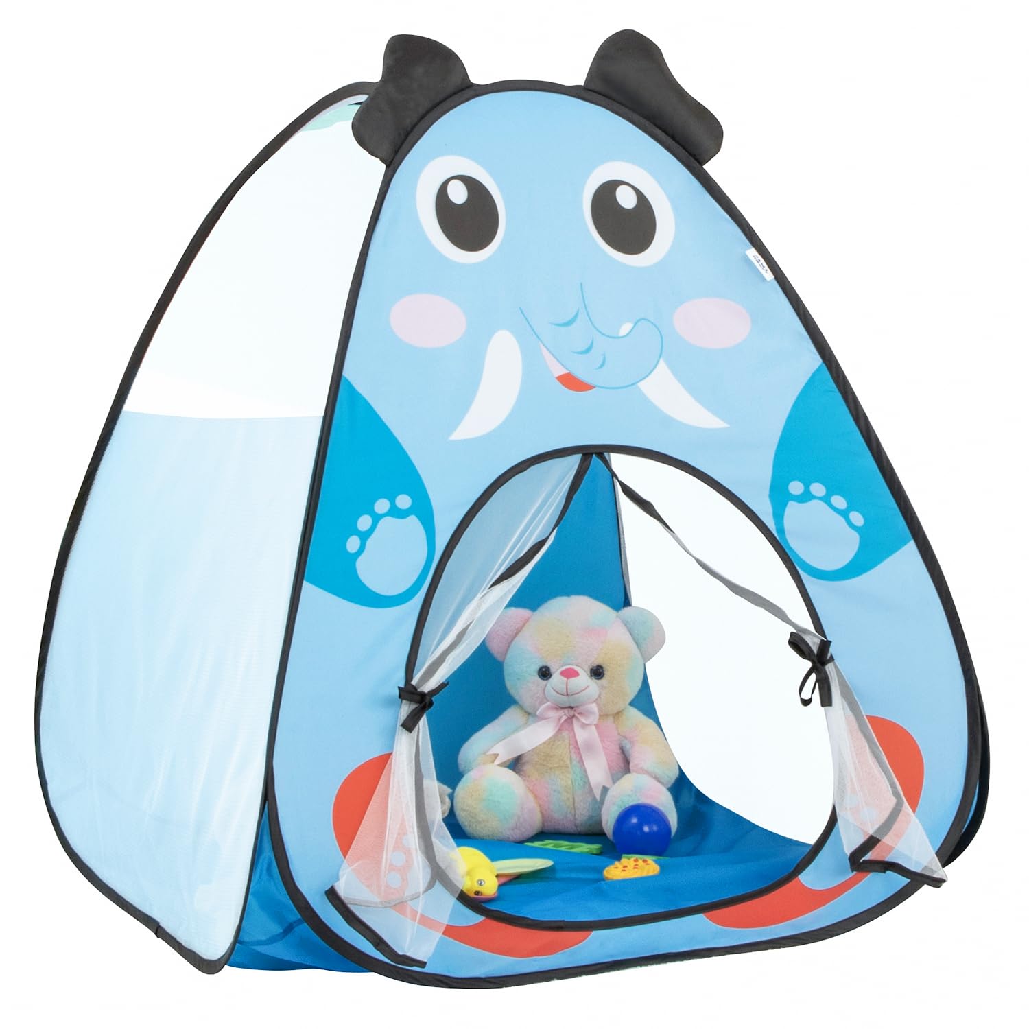 Amazon Brand - Jam & Honey Elephant Popup Play Tent for Kids | Foldable Animal Themed Tent House | for Boys and Girls from 1 to 4 Years | Easy to Set Up | Blue