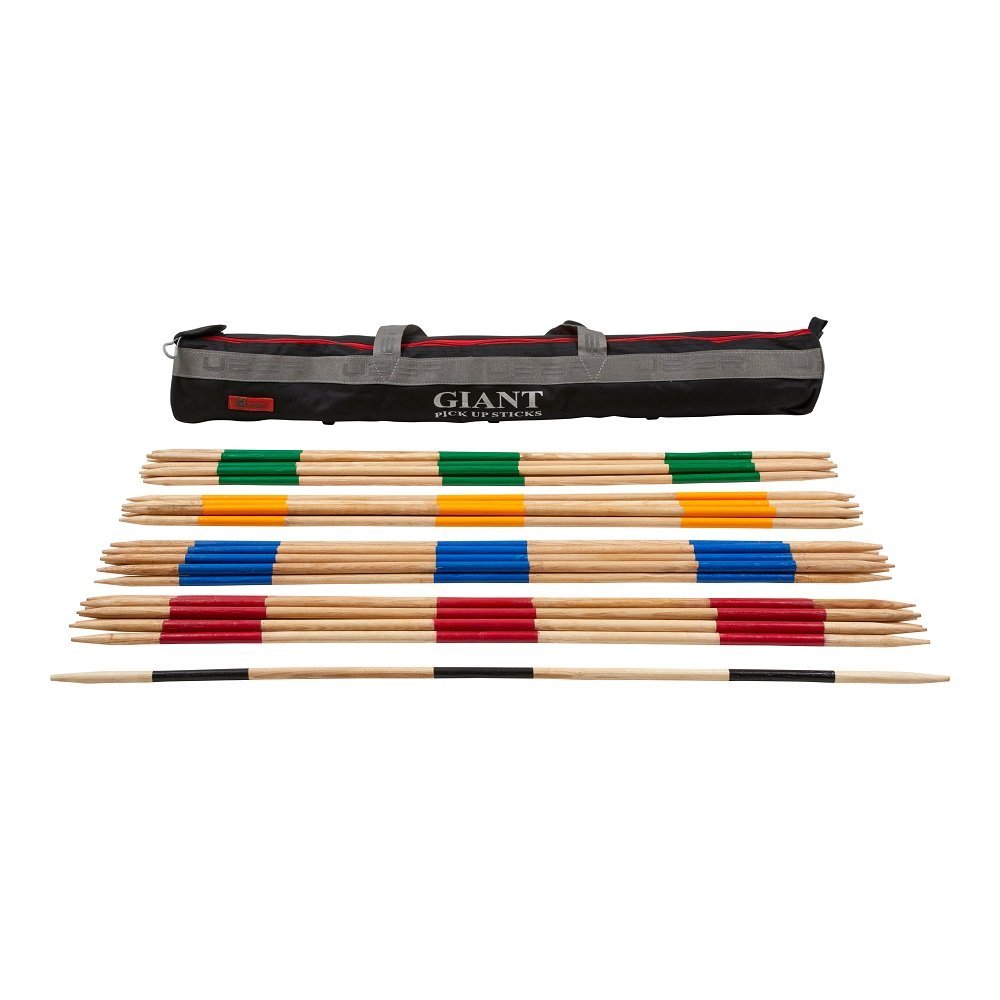 Uber Games XXL Riesen Mikado - Top Qualität ECO-Harter Holz ca. 90 cm Lang - mit Robuste Tragetasche - 33 Staben - Super Tragetasche - Profi