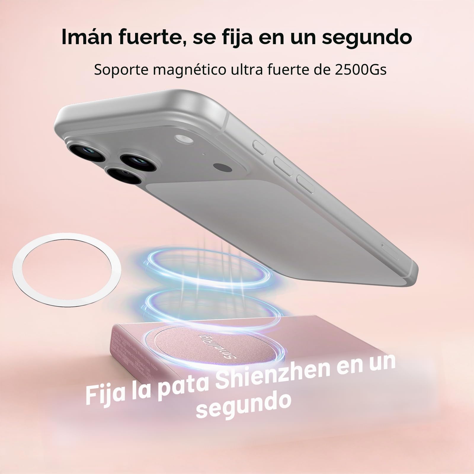 SMALLRIG Monitor Inalámbrico Rosa 1080P para Teléfonos (Soporta 4K 30fps), Monitor Magnético para MagSafe, para iPhone, Vlogging y Transmisiones en Vivo - 5746