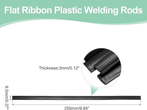 Miniatura 2 de MECCANIXITY 8 varillas de soldadura de plástico negro de 0.374 in x 9.843 in HDPE cinta plana de soldadura de plástico para reparar tanques de agua,