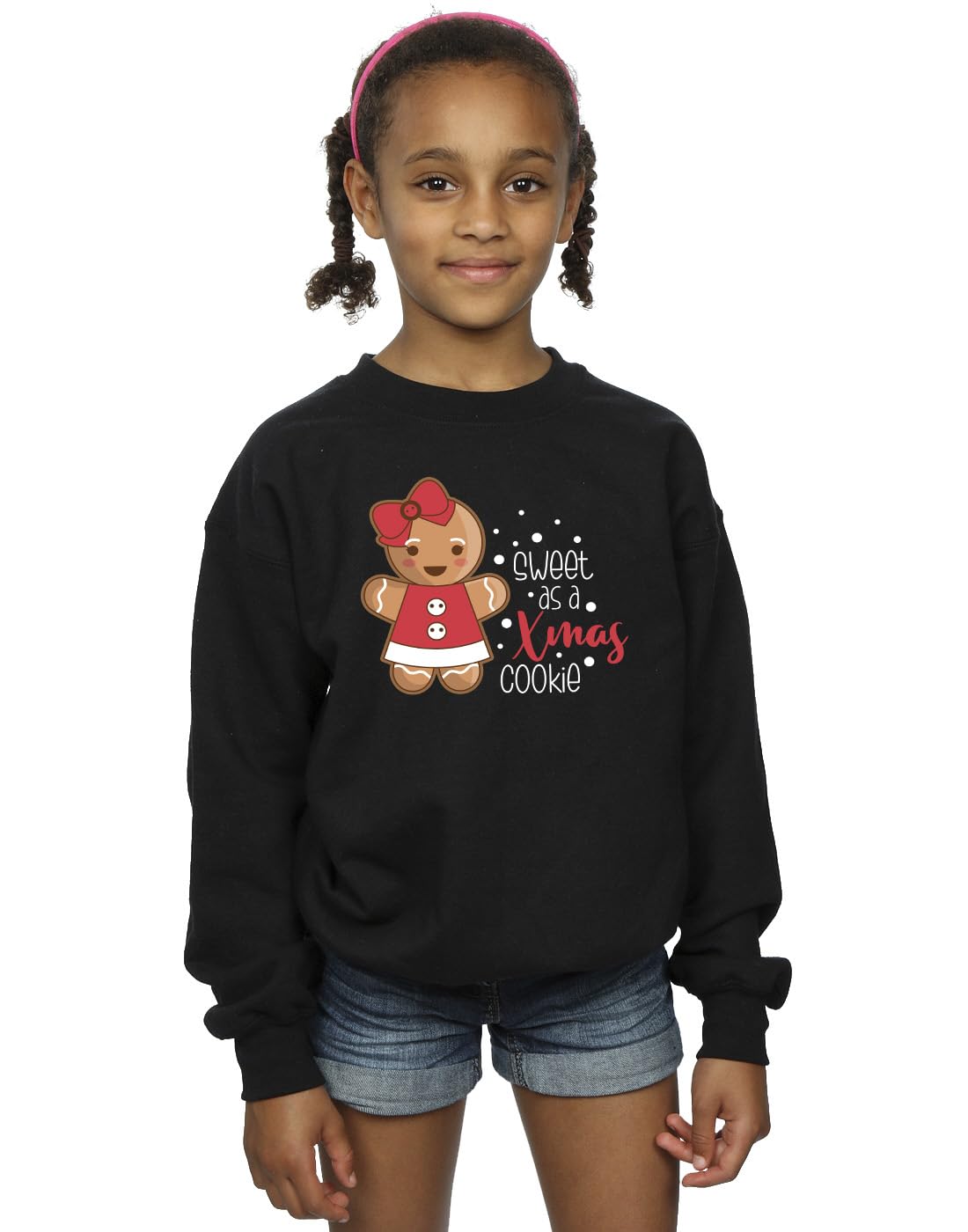 Absolute Cult Christmas Girls Sweet Gingerbread Girl Sweatshirt Black 12-13 Years
