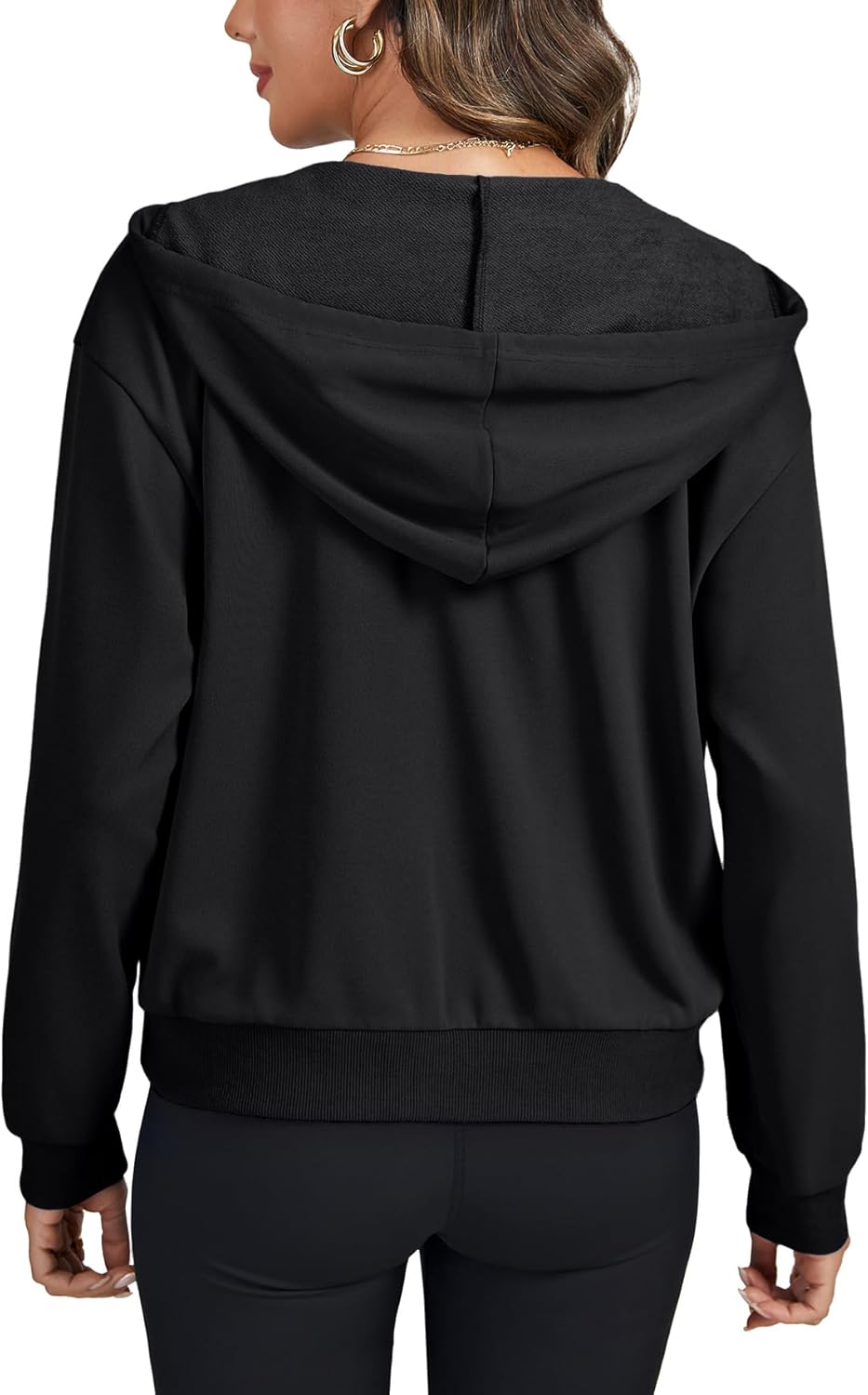 LYANER Women's Wrap V Neck Long Sleeve Pullover Hooded Casual Crop Sweatshirt with Pockets - Image 5