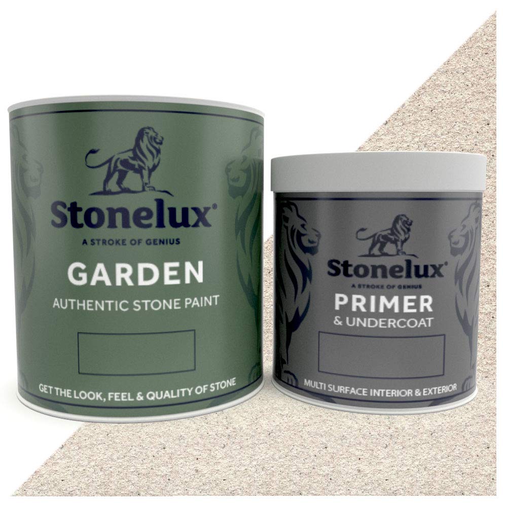 StoneLux® Garden Stone Coating - Stone Effect Garden Paint (2.5 Litre & 1 Litre Primer, ROCKINGHAM)