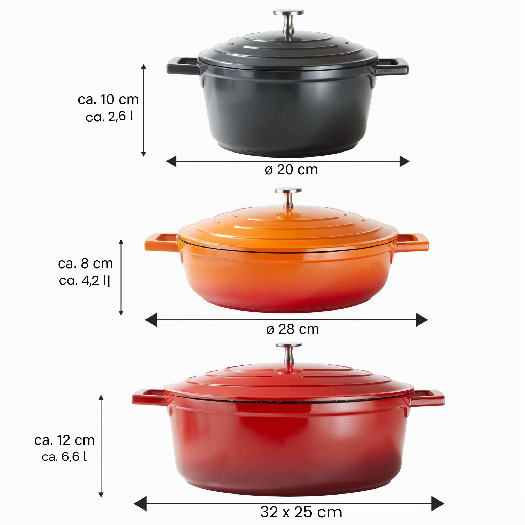 STONELINE Casseruola 20 cm, 2,6 L Rostiera Cocotte con Coperchio, Pentola Alluminio Pressofuso Rivestimento Antiaderente con Vere Particelle di Pietra, A Induzione Forno Tutti i Piani Cottura, Nero