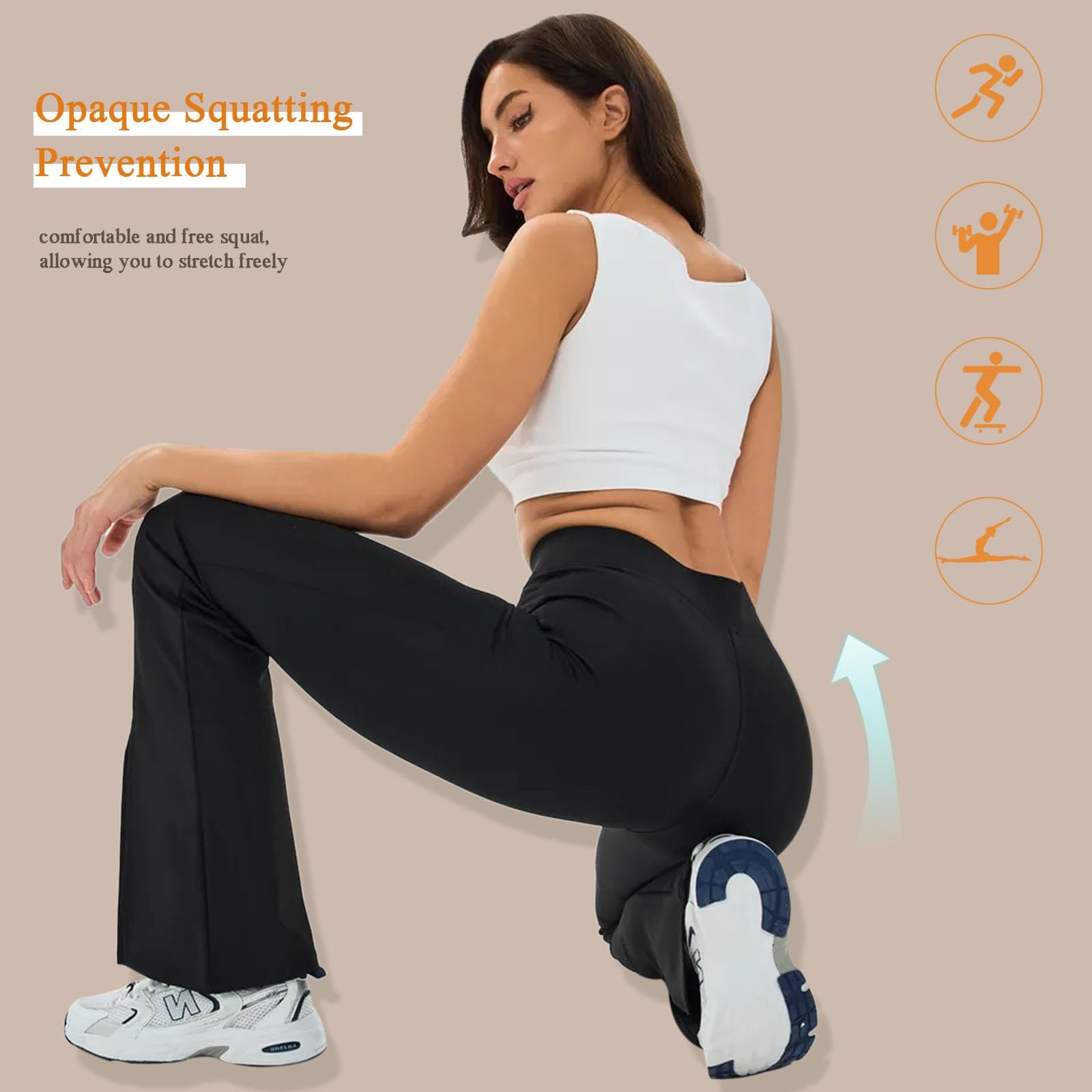 Pantalones de Yoga para Mujer Cintura Alta Pantalones Acampanados Bootcut Yoga Pants Casual Flared Leggings Deportivos Push Up Pantalones de Jazz Trabajo Fitness Entrenamient