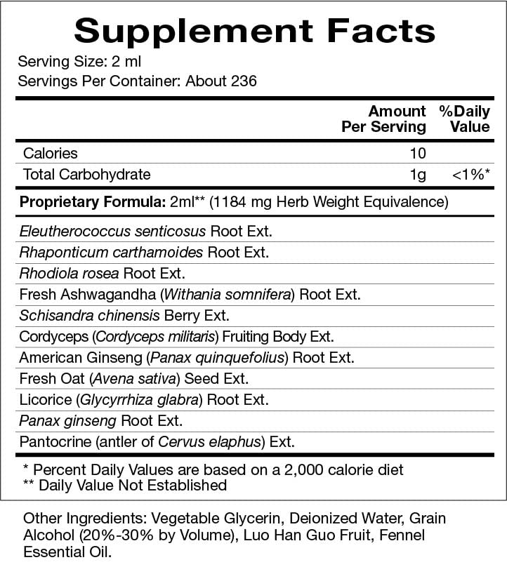 Image of Natura Health Products Power Adapt Supplement - Deep Adrenal and Endocrine Support - Featuring Ashwagandha, Ginseng, Rhodiola Rosea Root Ext. and Cordyceps (16 Fluid oz)