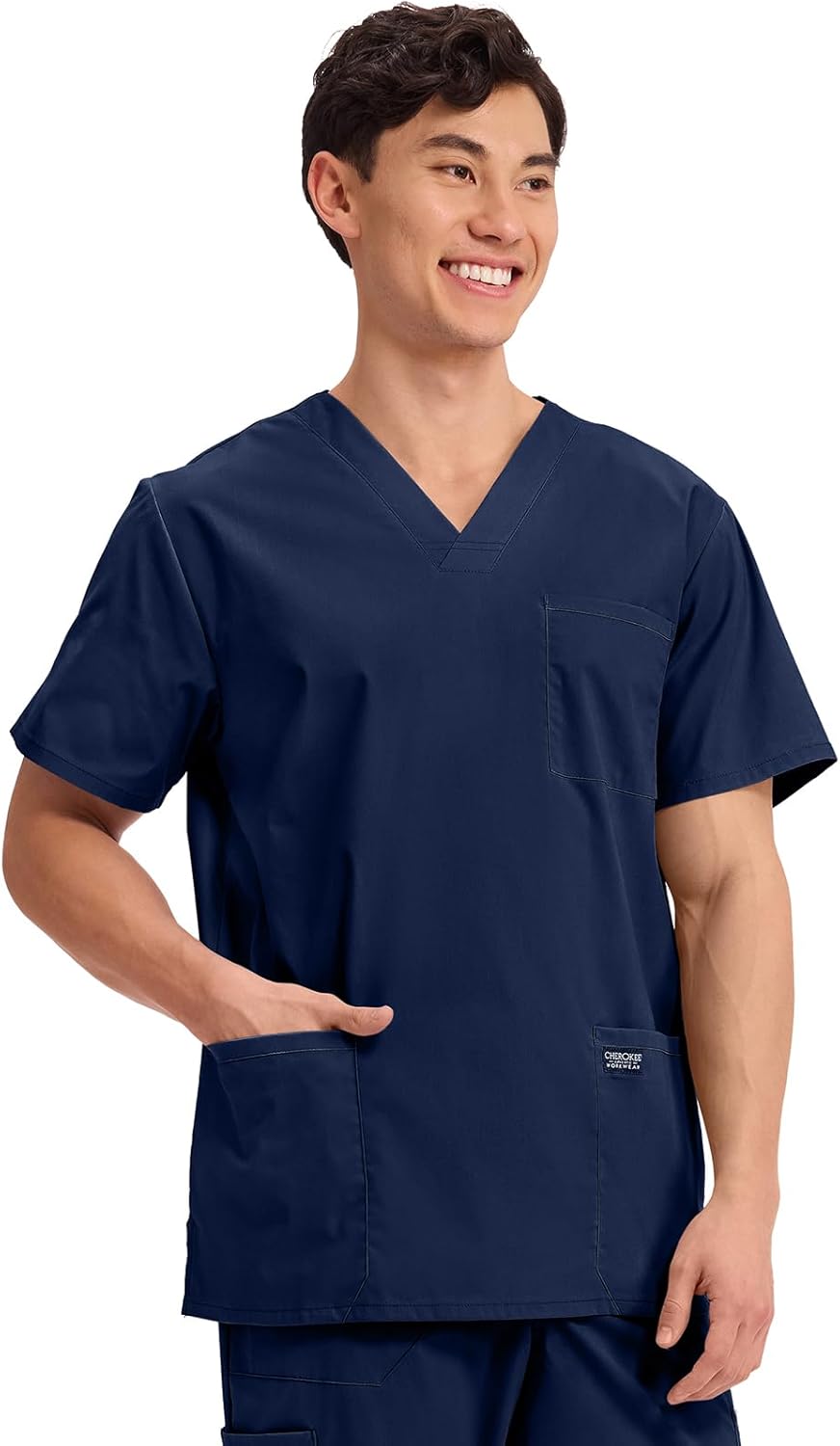 Cherokee Scrub Set for Men V-Neck Top & Fly Front Tapered Leg Cargo Pant with 9 Pockets & 2-Way Stretch Fabric- CK00042C - Image 8