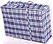 anselynn Laundry Bags Set of 2 Large Plastic Checkered Storage Laundry Shopping Bags with Zipper and Handles!Great for Travel,Laundry,Shopping,Storage,Moving! 23x23x5.7/18x19x4.7(Blue)