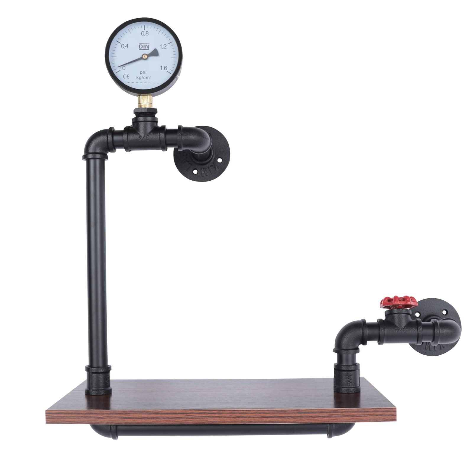 Estantería de pared industrial, tubo, soporte para estanterías, estantería flotante de madera de hierro para el hogar, baño, cocina, organizador de herramientas, perchero de pared