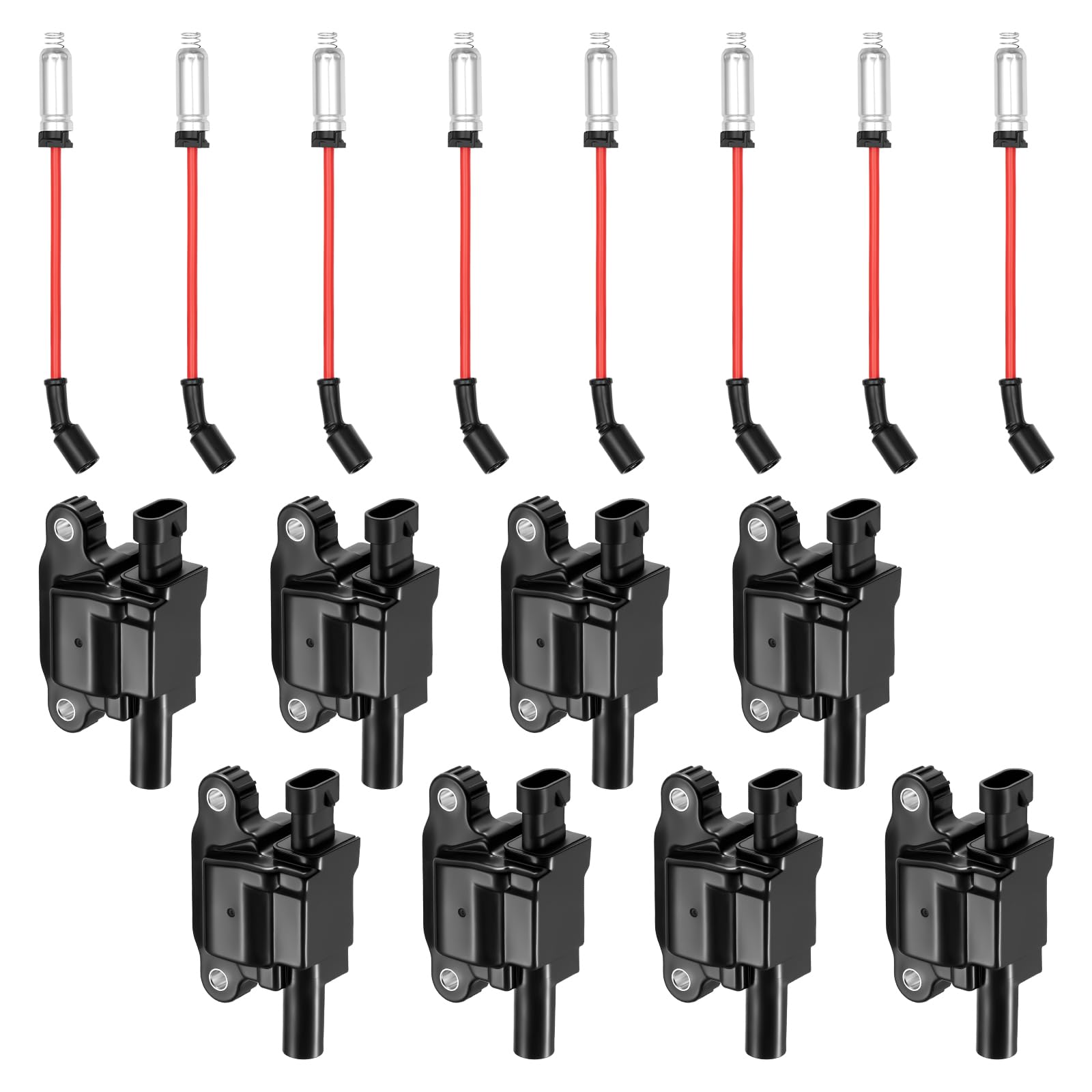 BDFHYK Ignition Coil Pack UF743 and Spark Plug Wires 748UU for Chevrolet