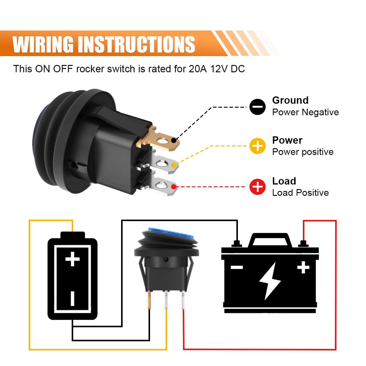 12v MKBKLLJY 16Pcs Round Rocker Switch 12V DC On Off Switch
