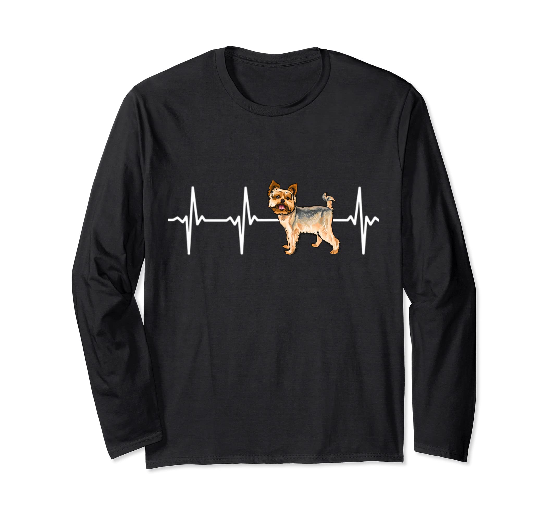 Yorkshire Terrier Heartbeat Love My Dog Long Sleeve T-Shirt, Black