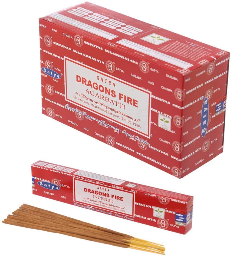 Jrose Collections 3 X Dragons Fire Satya Incense Sticks With Jrose Incense Holder, 15G Box