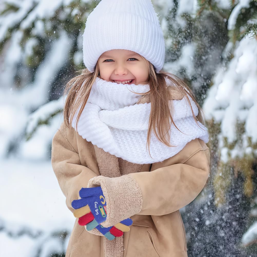 Zauberhandschuhe für Kinder, 3 Paar Kinder Gestrickt Handschuhe, Winter-Thermofäustlinge,Elastische Fäustlinge, Kälteschutzhandschuhe, für Jungen und Mädchen, 5–7 Jahre