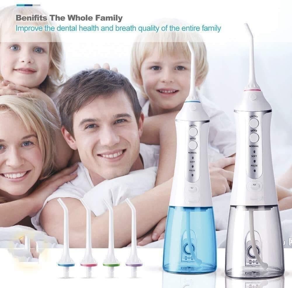 GeRRiT Idropulsore Senza Fili 300ML Detergente for Denti Portatile, Irrigatore Orale Dentale Ricaricabile con 3 modalità, Carica USB, Bianco