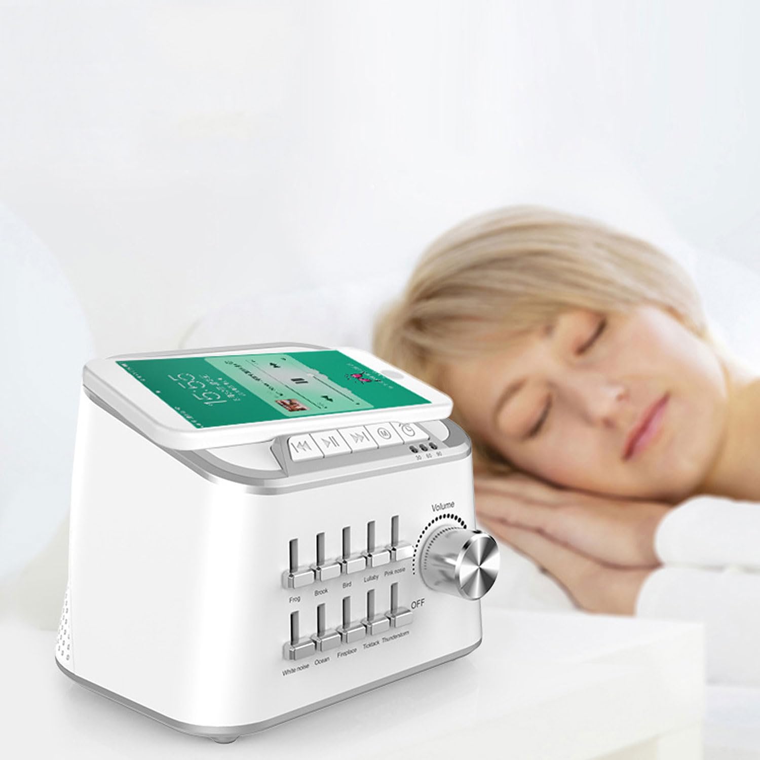 Máquina De Ruido Blanco Inalámbrica, Ayuda Portátil para Dormir con 10 Fuentes De Sonido con Función De Carga Inalámbrica, Máquina De Sonido Bluetooth De Tono Ajustable De 3 W, para Niños
