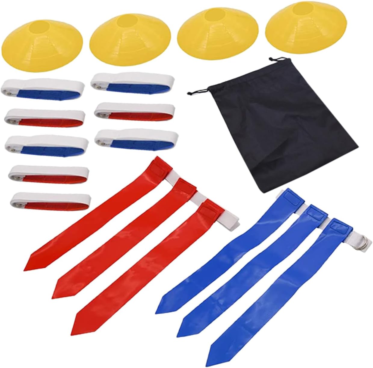 1Set Adjustable Flag Football Belt Set White Belts Flags Markers for Youth Adults for Games Training and Fun Activities