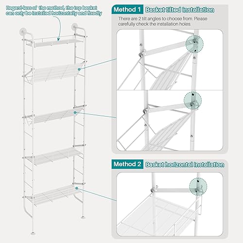 Miniatura 3 de bukfen Organizadores para detrás de la puerta, estante de cocina estrecho de 5 niveles, organización y almacenamiento de puertas de despensa de