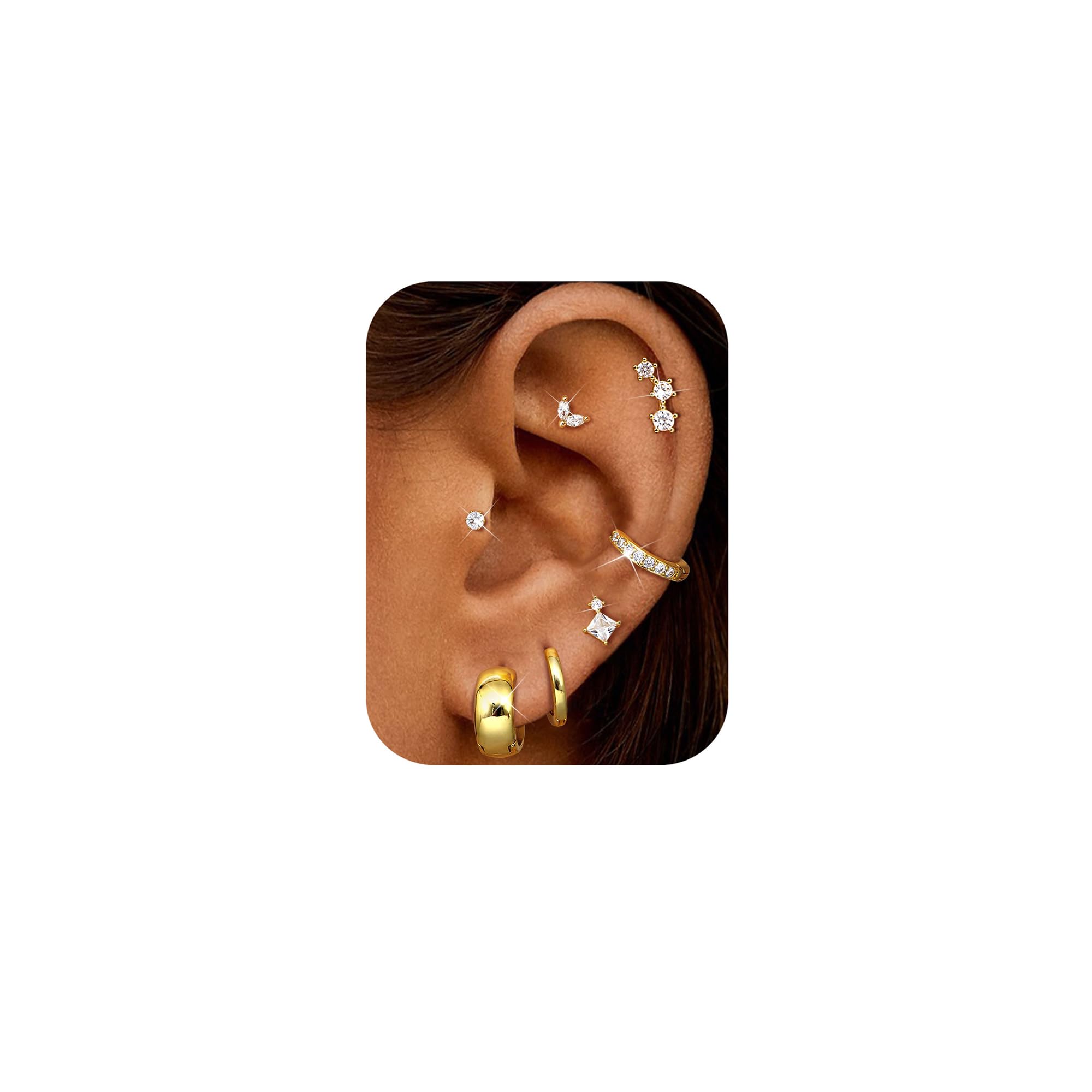 Roheafer Ohrringe Set - 3-4 Paare 925 Sterling Silber Ohrrin