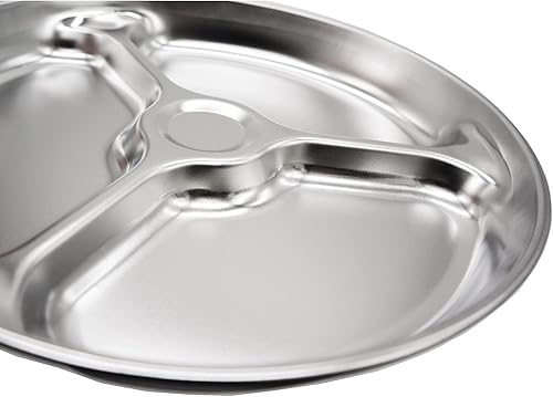Miniatura 10 de Platos divididos de acero inoxidable coreano, bandeja de grado alimenticio 304 de gran tamaño para adultos, adolescentes, comedores quisquillosos,