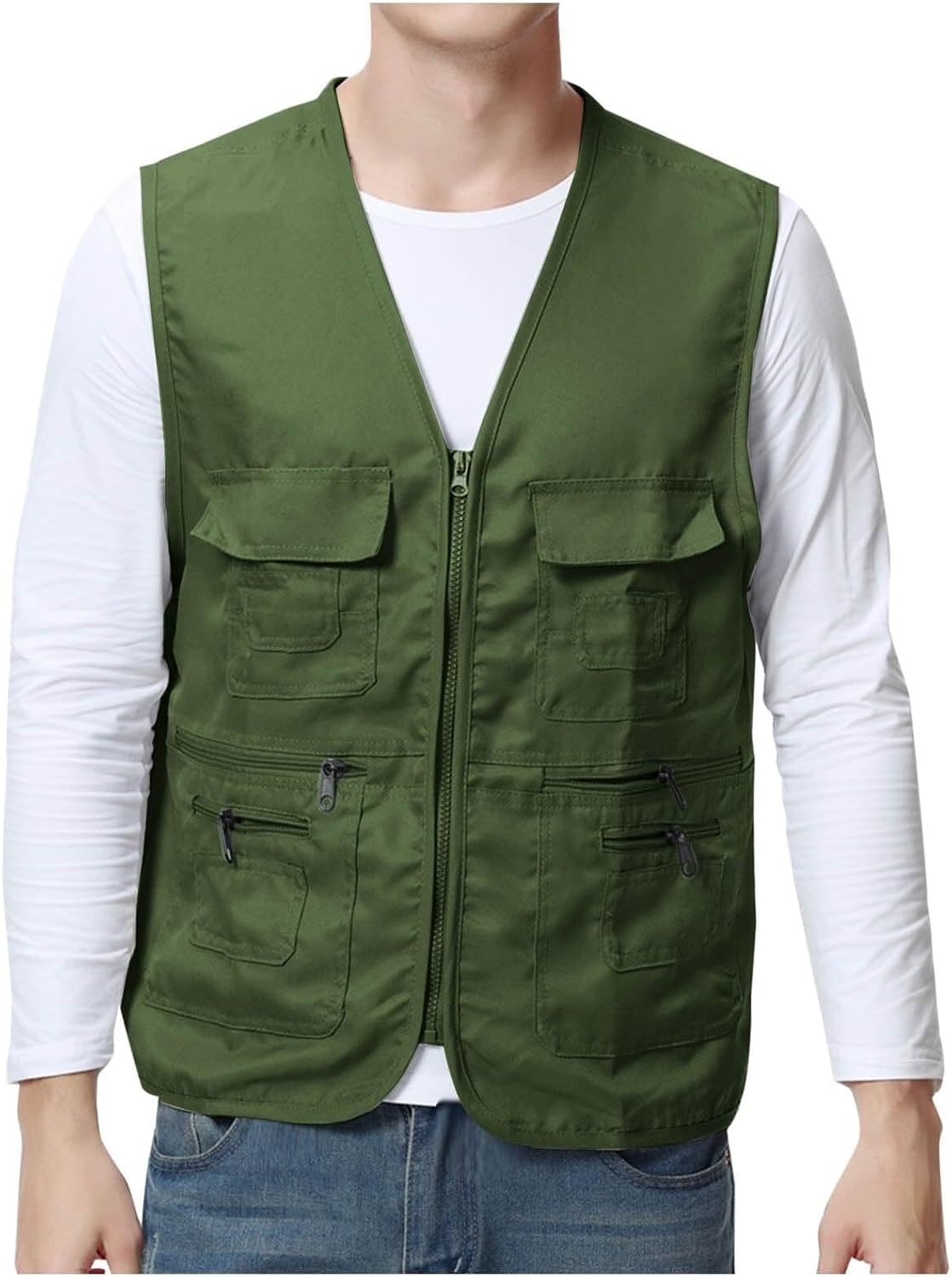 Unisex Multi-Pocket Fishing Vest Lightweight Quick-Dry