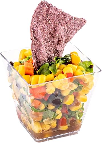 Restaurantware Taza Kova mediana cuadrada de plástico transparente de 5 oz - 2 12" x 2 12" x 2 12" - Caja de 20 unidades