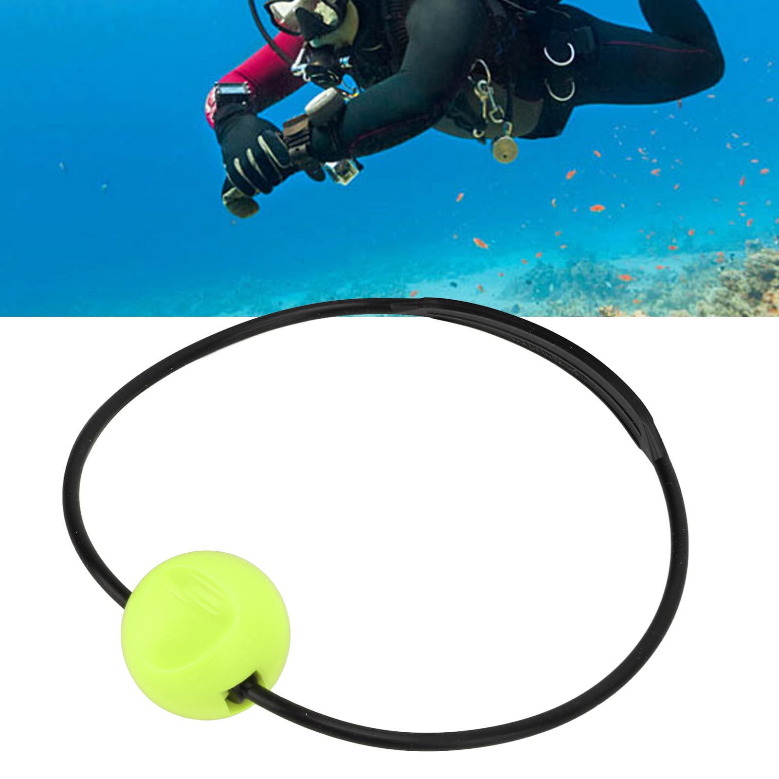 Holigie Scuba Diving Tank Banger Diving,Dive Cylinder Ball Noise Maker, Underwater Safety Signal Device for Diver Communication (Black Strap + Yellow Ball)