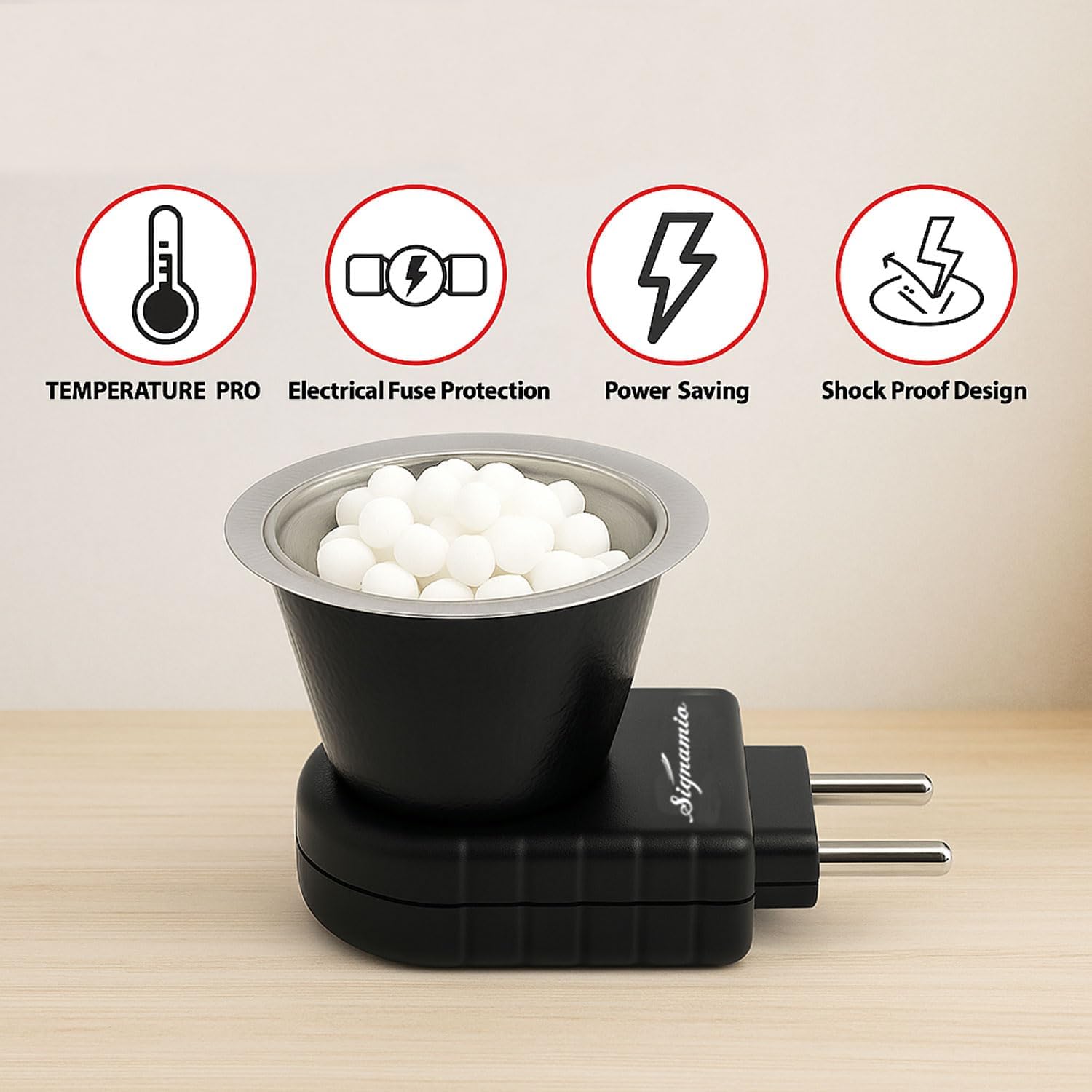 KWIZEAN Camphor Diffuser Burner - 1pcs Kapoor Dani Electrical Camphor Oil Diffuser, Efficient and Safe for Aromatherapy, Ideal for Home and Office Use-Black 3