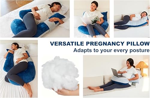 Miniatura 5 de Almohada de embarazo, suave almohada de maternidad con funda de almohada desmontable y ajustable, almohada de cuerpo completo para adultos que