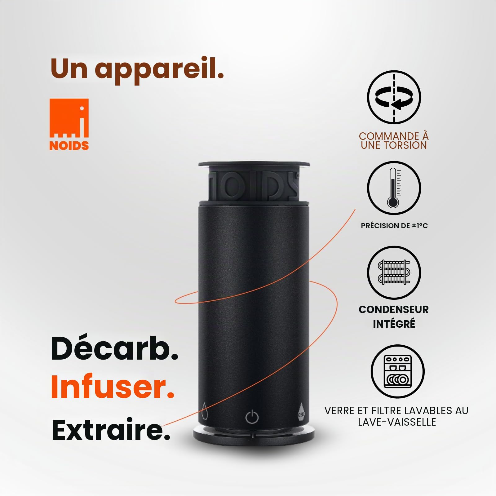 Noids (Pot by Noids) Cuiseur à Herbes Tout-en-Un, Décarboxylateur, Infuseur d'Huile & Beurre, Extractor de solvant, avec Filtre et Condenseur