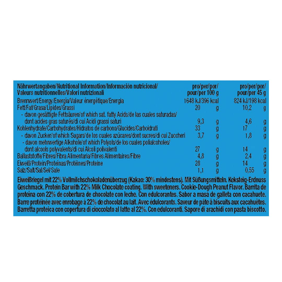 WEIDER Joe's Soft Bar, deliziosa Barretta proteica dal tenero cuore proteico, strato di Caramello e copertura di Cioccolato al Latte, a basso contenuto di zuccheri, peanut cookie dough, 12 x 45 g