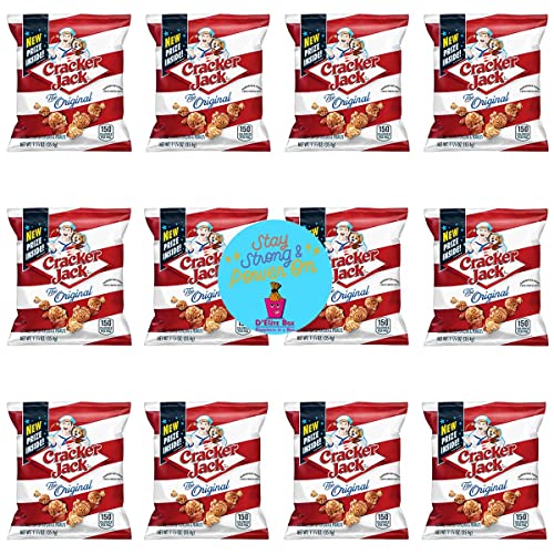 Cracker Jack The Original, 1.25 oz Bags Pack of 12 Caramel Coated Popcorn and Peanuts Snack comes with Bonus Inspirational Magnet by D'Elite Box - image 2