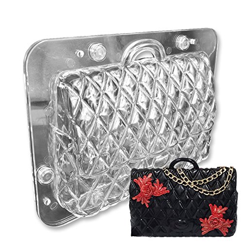 Ny Cake 3D Quilted Designer Purse Handbag Polycarbonate Chocolate Mold, Finish Size: 11" Wide X 7.75" High X 2 1/2" Base, Multi-Color #TOP1