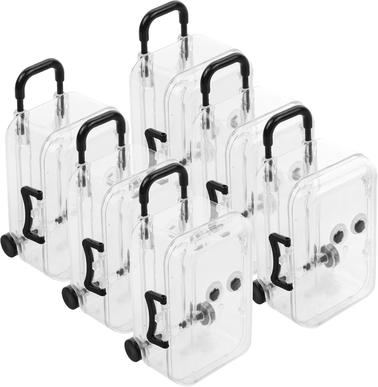 Mikikit 6pcs Mini Luggage Shape Jewelry Box Plastic Holder for Earrings