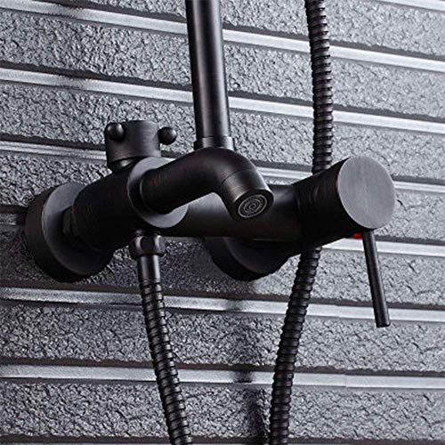 Système de douche rétro bronze noir avec robinet en céramique durable