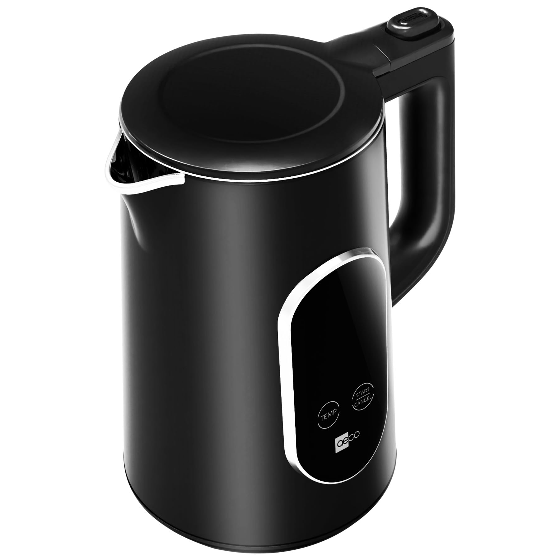 aeco AQA ELITE elektrischer Wasserkocher Edelstahl schwarz-matt mit Temperatureinstellung Tee-Kocher Teebereiter electric kettle tea-maker | 1,5 Liter, 2200 Watt, BPA-frei, Kalk-Filter, Cool-Touch