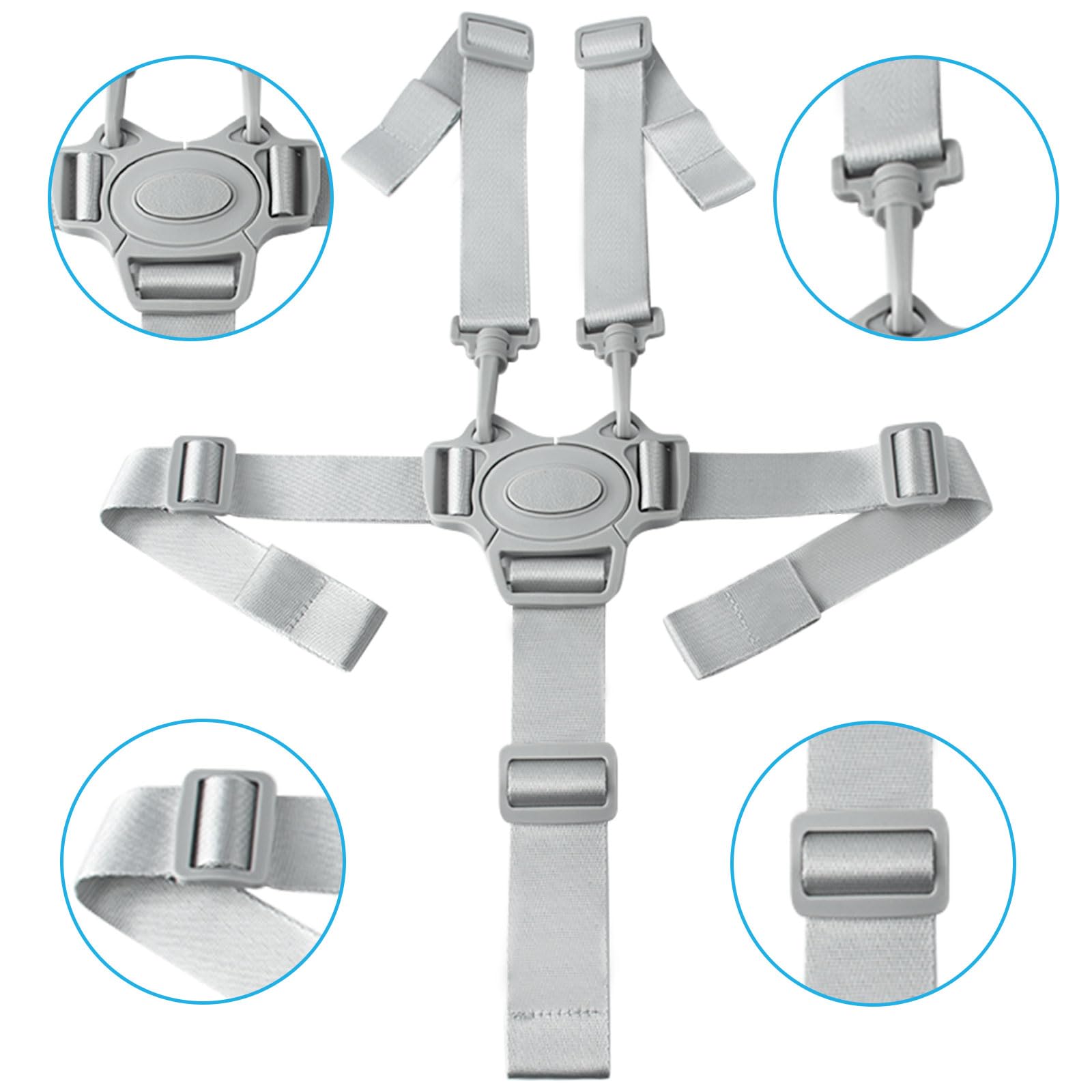 GWAWG Universal High Chair Harness Safety Straps for High Chair 5 Point Safety Harness for Children Convertible for Baby Highchair Pram and Stroller - Image 4