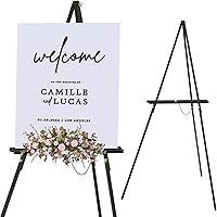 Vista 12 de Falling in Art Caballete de trípode con marco en A de 65 pulgadas, caballete de exhibición de madera con soporte de lona ajustable, caballete