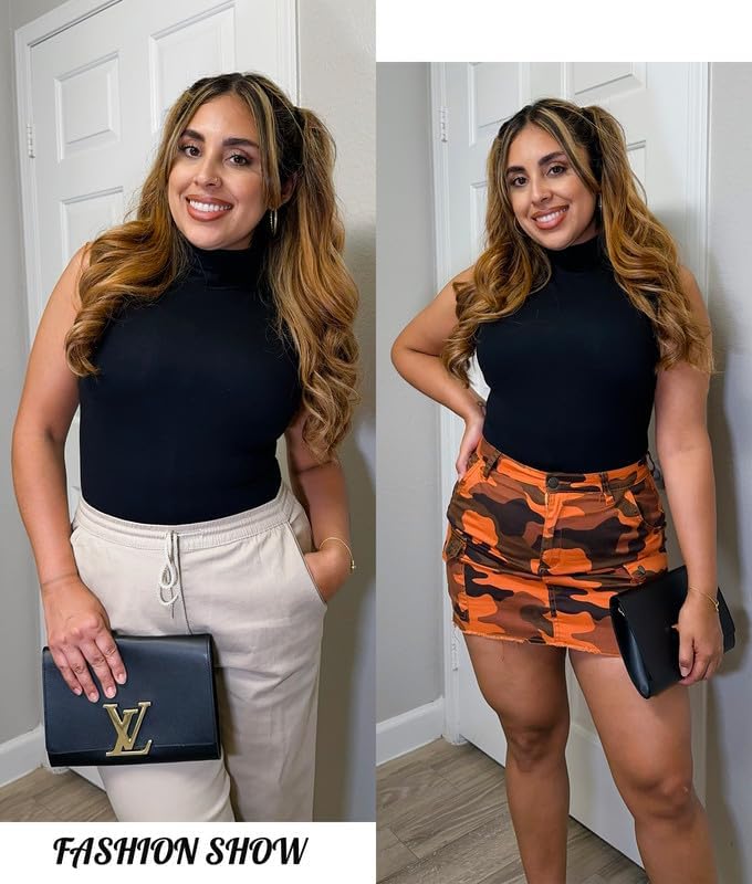 SHAPERIN Women's Mock Turtle Neck Sleeveless Bodysuit Tank Tops Solid Sexy Slim Leotard Jumpsuit - Image 5