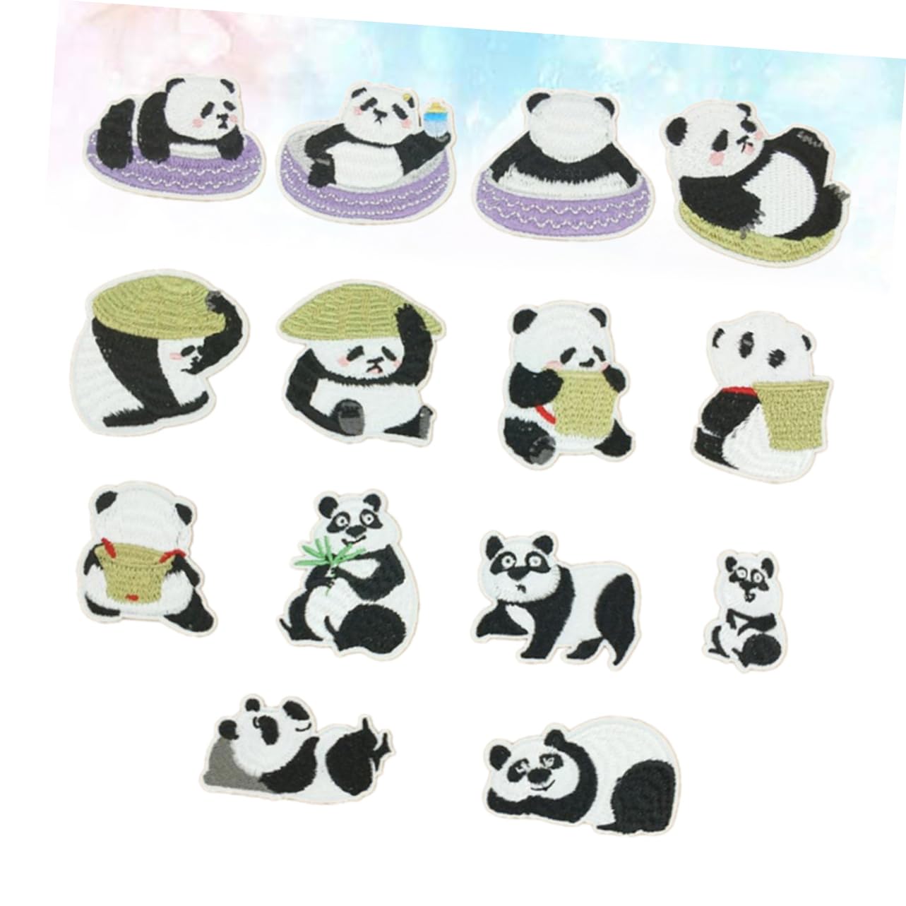 Housoutil 3 Set Toppe Termoadesive Panda Per Abbigliamento Set Da Ricamato Adesivi Per Jeans Borse E Decorazioni Per Fai Da Te Sicure E Resistenti 14 Pezzi * 3