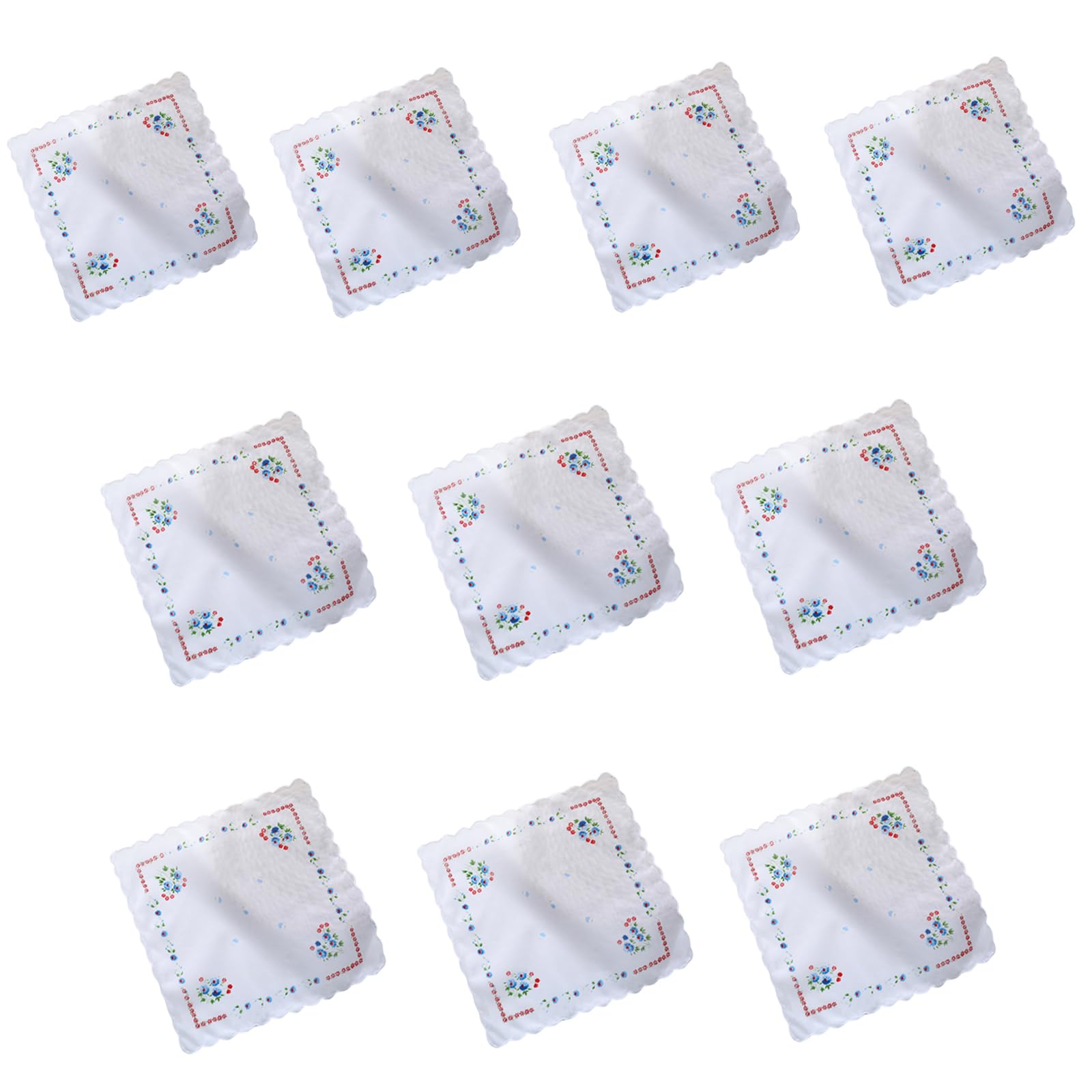 GTYLF 10Pcs Women Florals Handkerchiefs Pocket Hankies Cloth Bandana Wedding Party for Girl Square Handkerchief