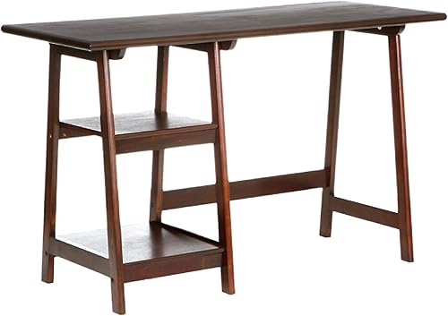 SEI Furniture Langston - Escritorio espacioso con 2 estantes fijos con marco A, color espresso (modelo: HO9246)