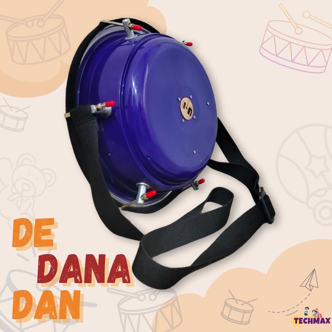 Lighting Dholak Tasha - Sensor Based - Rechargeable (Blue - Single Side - 9INCH) 3