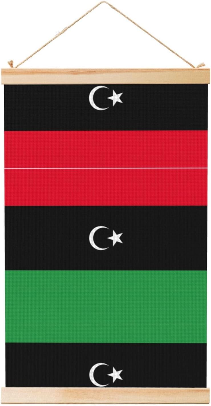 Libyan Flag Print Poster Hanger,Hanging Poster, Poster Frame,Wood Poster Hanger, For Wall Hanging