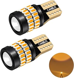 T10 LED ホワイト 爆光 2個 キャンセラー内蔵 LED T10 3014LED 3030LEDチップ36連+1 DC12V〜DC24V〜DC48Vのワイドレンジ対応 車用 ポジション/ライセンスランプ/ナンバー灯/ルームランプ 360°無死角照射 無極性 6500K W5W LEDバルブ(2個セット) (アンバー)