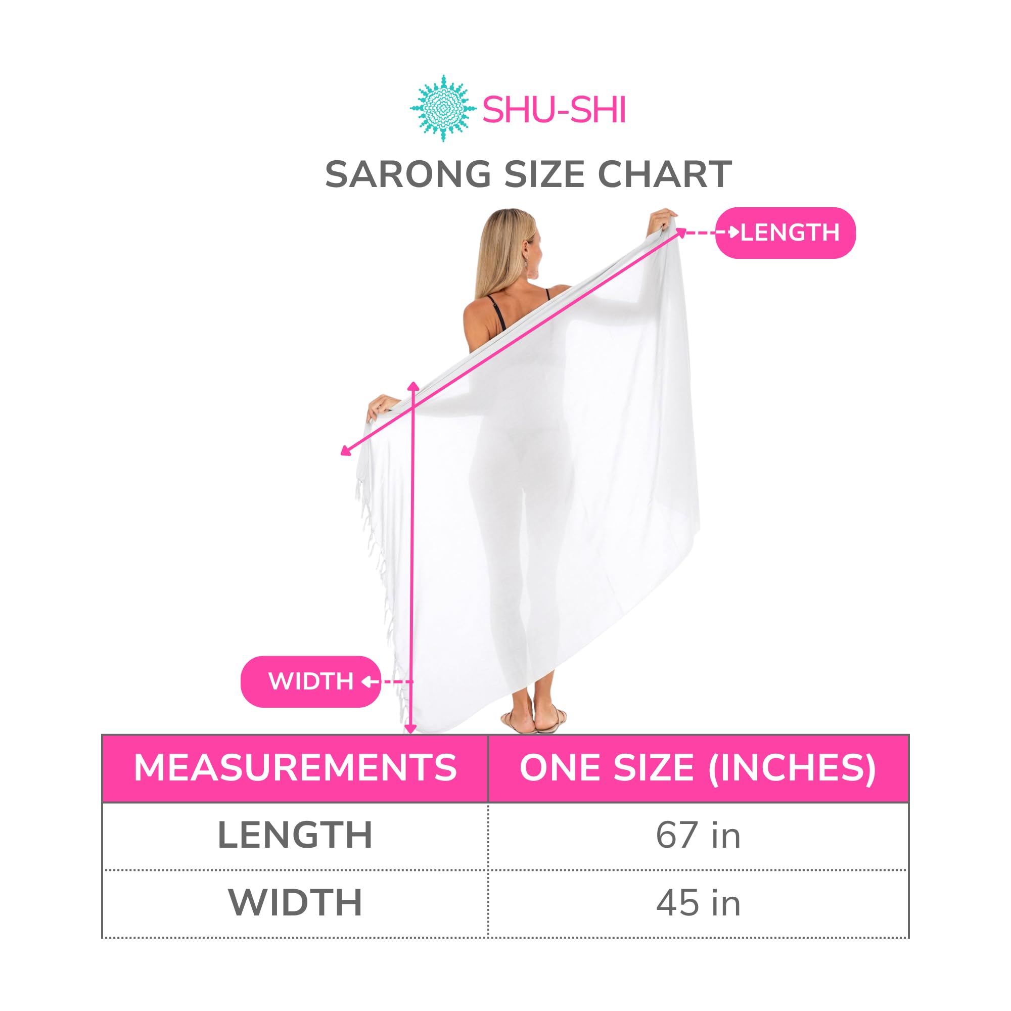 SHU-SHI - Sarong/paréo - pour Femme - Look de Plage - à Porter au-Dessus du Maillot de Bain