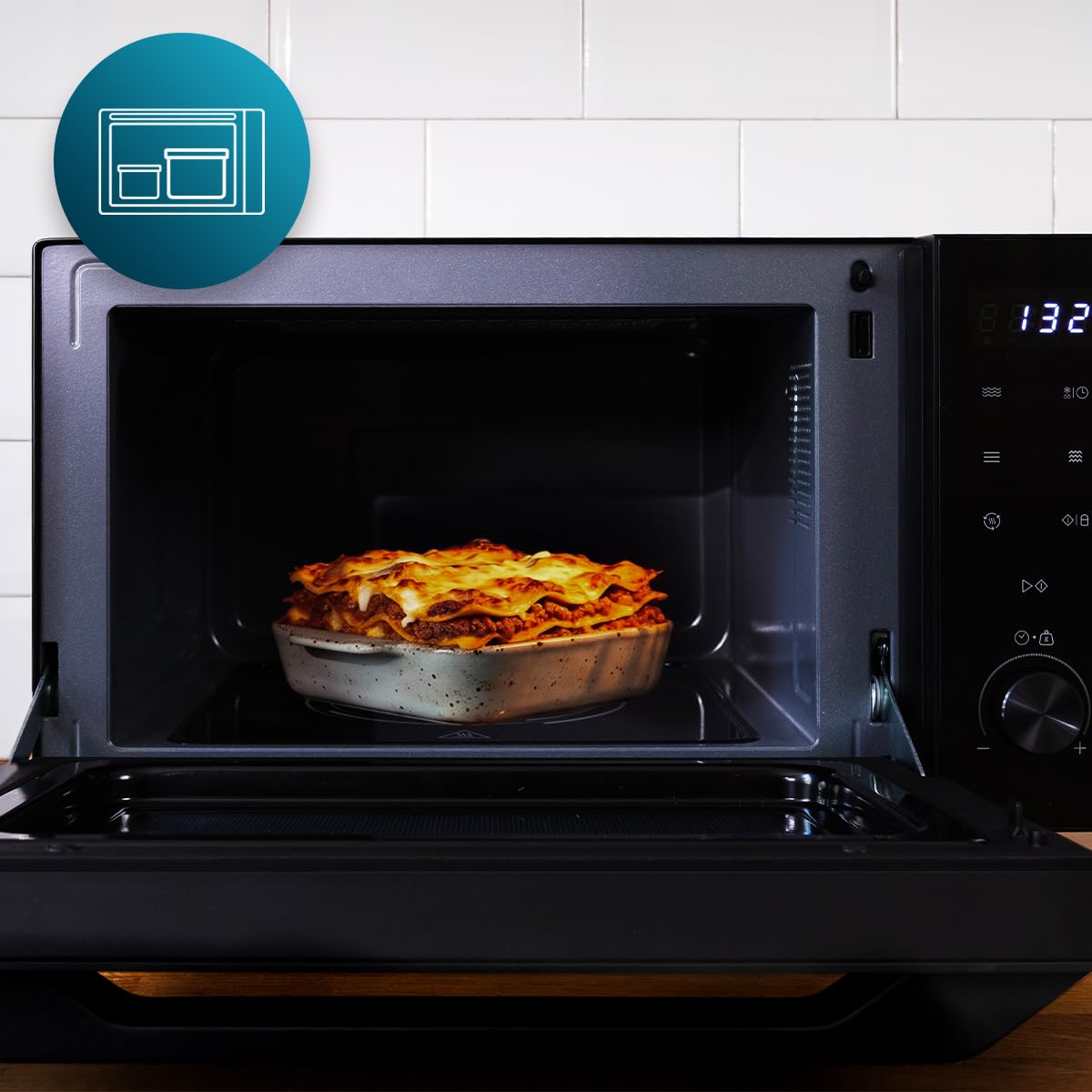 Cecotec Microonde Senza Piatto con Grill Proclean 6140 Flatbed Door. 800W+1000W Grill, 23L, Porta a Ribalta, 13 Livelli, 8 Programmi, Flatbed, Timer 60Min, Cucina Versatile con Piatti