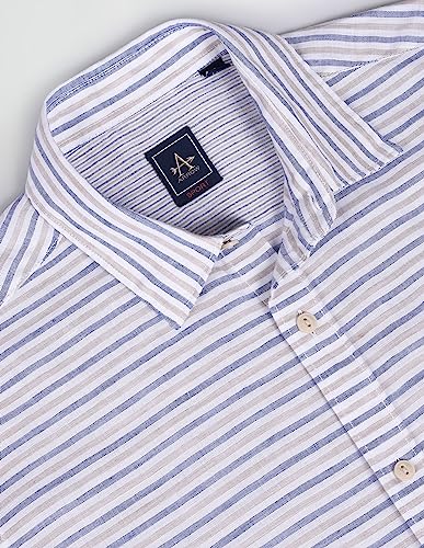 Image of Arrow Men's Linen Blend Striped Regular Fit Shirt