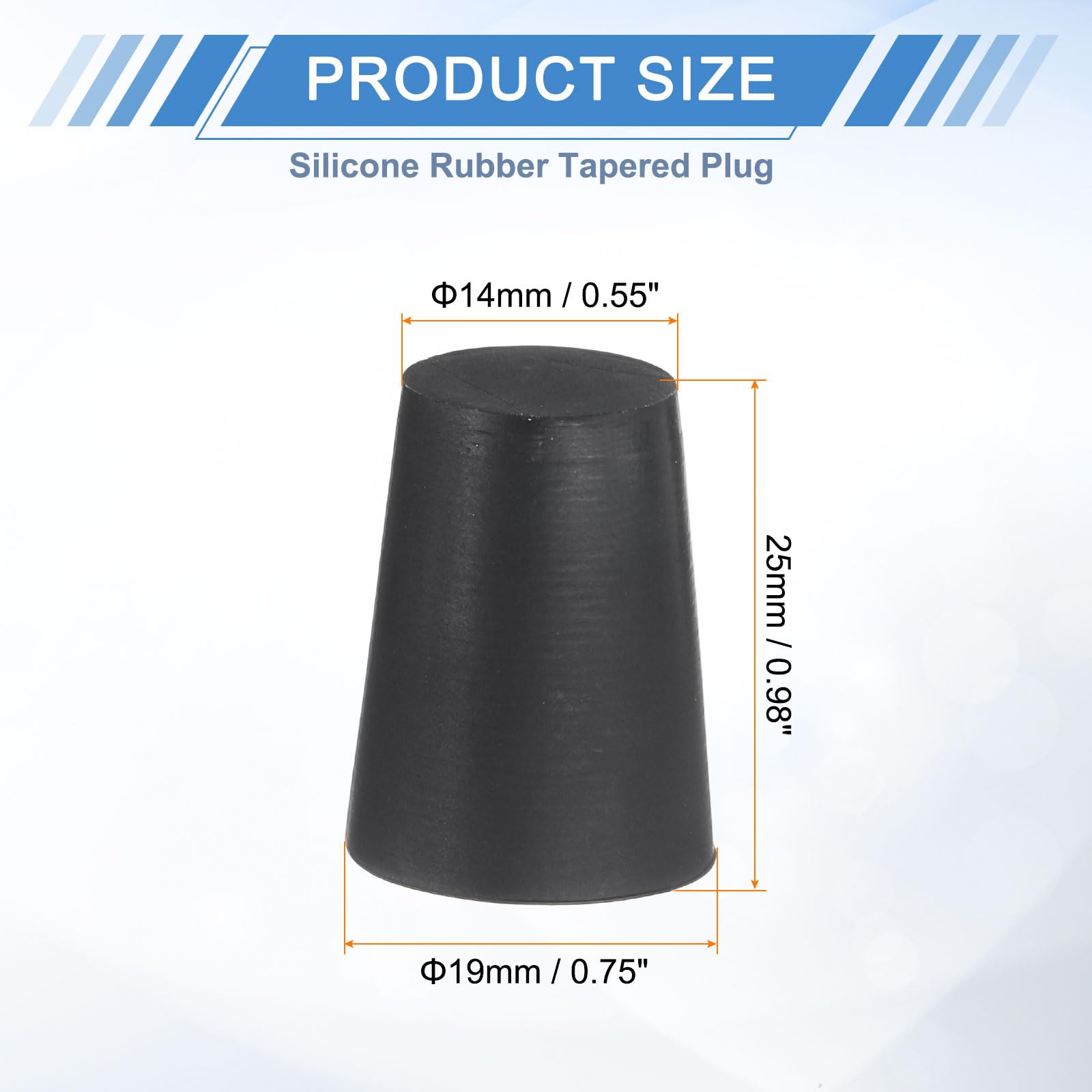 Produktbild von QUARKZMAN 8x Konische Gummistopfen – 10-11 Mm, Silikon, T-Design, Für Pulverbeschichtung & Labor, Schwarz